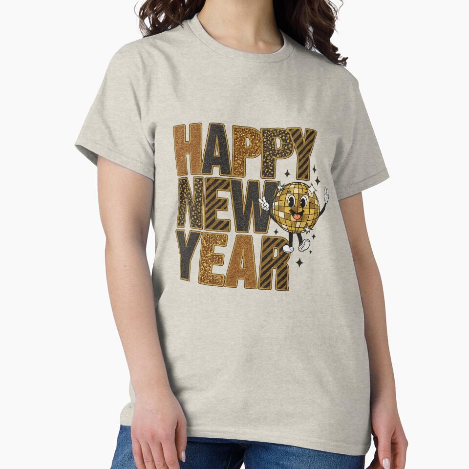 Elegant Happy New Year Typography • Sparkle Stars New Year Celebration Design by EverlaPrints T-Shirts, Hoodie,... (Image 2)