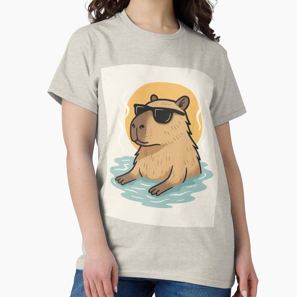 Chill Lord Capybara – Relaxed Sunglasses Hot Spring Vibes by ViralByDesign T-Shirts, Hoodie, Sweatshirt (Image 2)