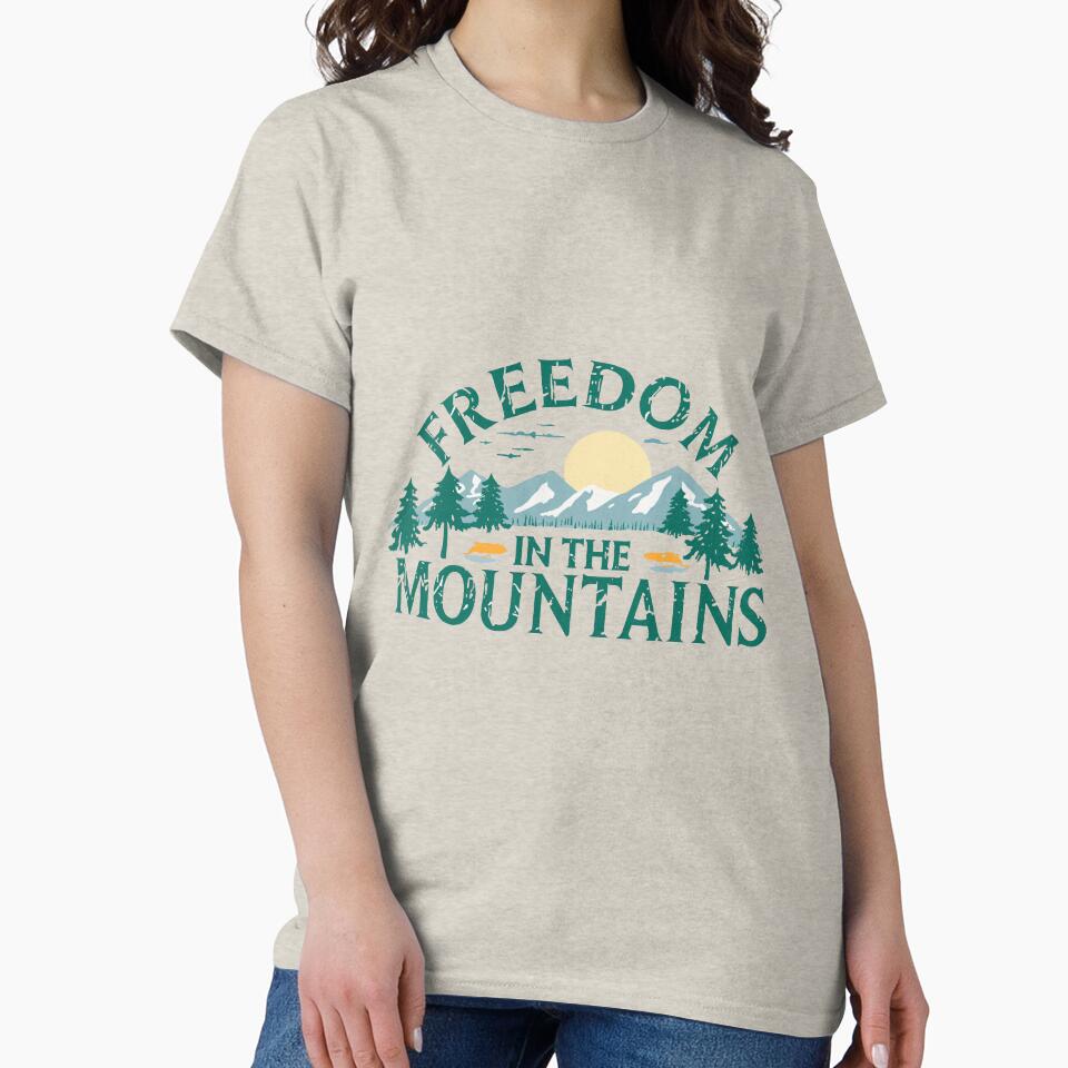 Freedom in the Mountains Vintage Outdoor Adventure | Nature Hiking Camping by Dezyra Clothing T-Shirts, Hoodie,... (Image 2)