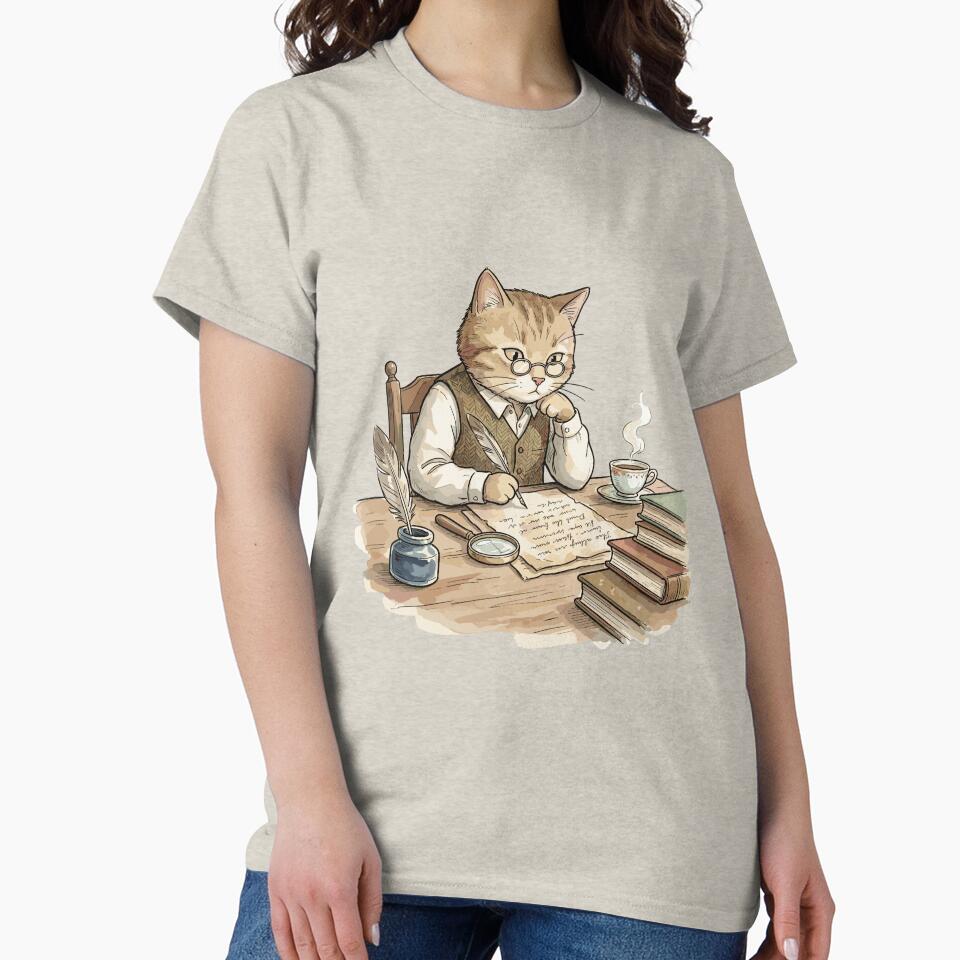 Scholarly Dark Academia: Manuscript Translation Cat by bapupa T-Shirts, Hoodie, Sweatshirt | BlankRebels.com (Image 2)