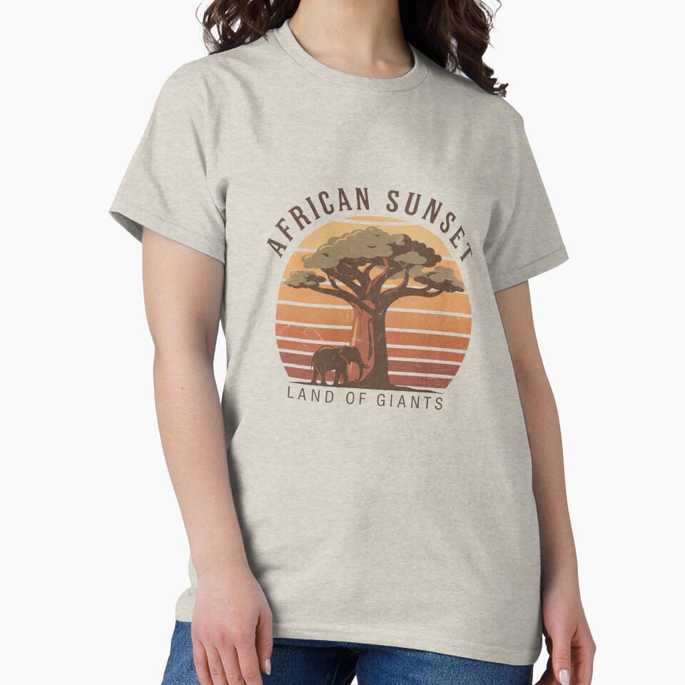 African Sunset Baobab Tree Vintage Streetwear – Savanna Nature Art by JonelCrafts T-Shirts, Hoodie, Sweatshirt (Image 2)