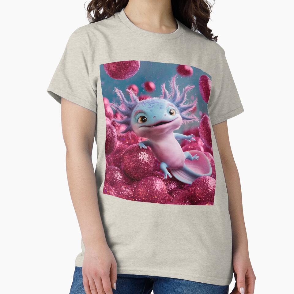 Cute Axolotl Playing With Glitter Bomb by PinkGoddessLove T-Shirts, Hoodie, Sweatshirt | BlankRebels.com (Image 2)