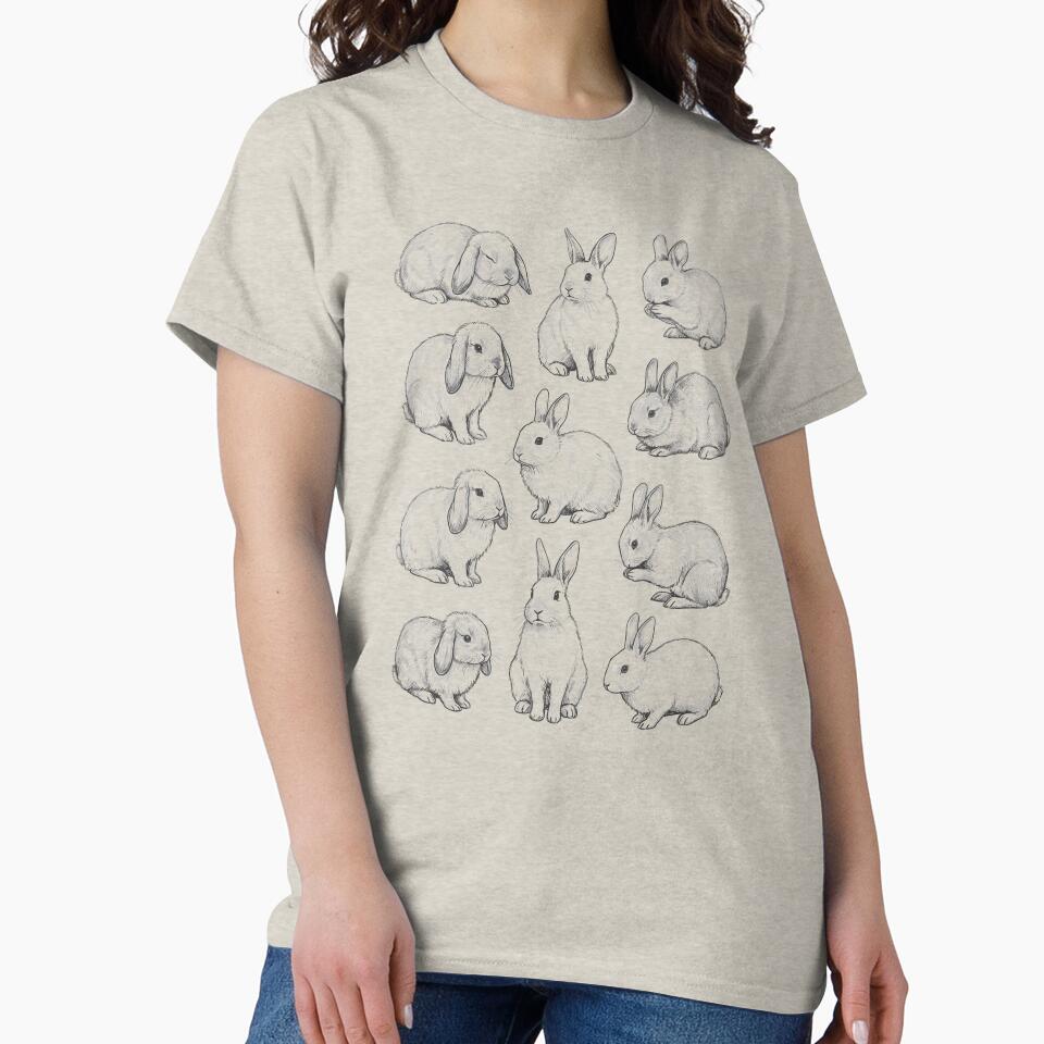 Rabbit Tattoo Flash Art 90s Vintage Animal Lovers Sketch by MuniraWearify T-Shirts, Hoodie, Sweatshirt (Image 2)