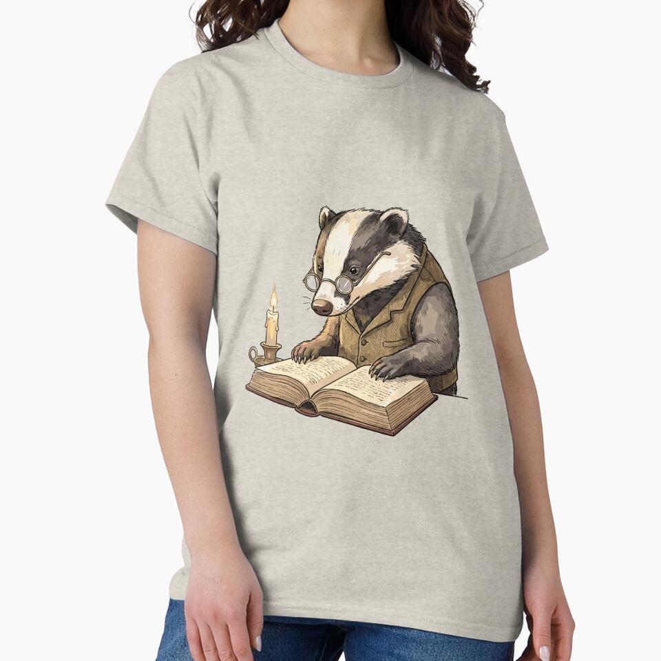 Vintage Dark Academia: Spectacled Badger Scholar by bapupa T-Shirts, Hoodie, Sweatshirt | BlankRebels.com (Image 2)