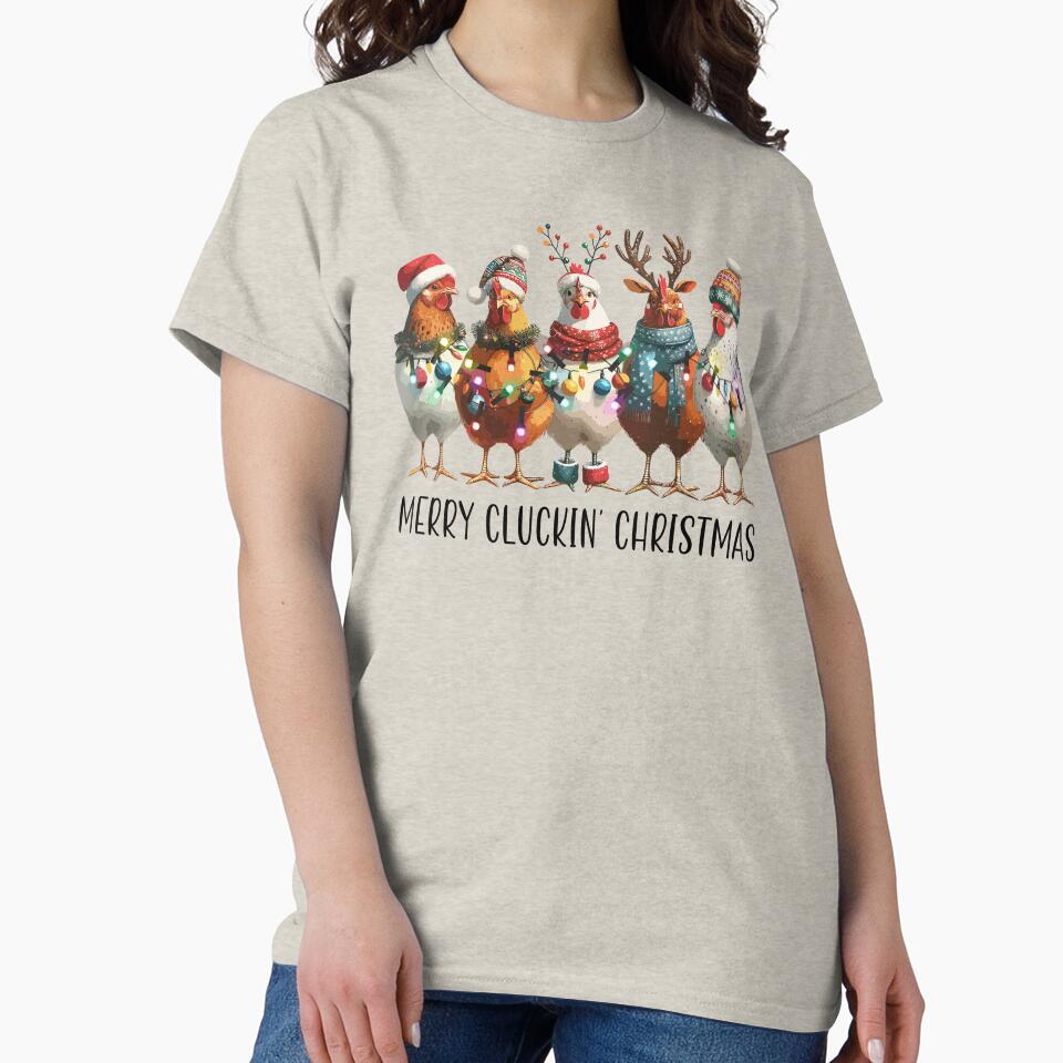 Merry Cluckin' Christmas funny chickens by 21DashDesigns T-Shirts, Hoodie, Sweatshirt | BlankRebels.com (Image 2)