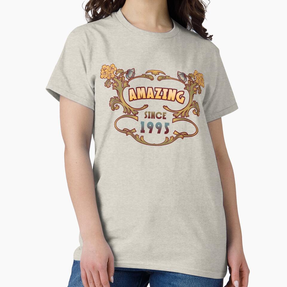AMAZING SINCE 1995 birthday gift art nouveau floral vintage by leepianti T-Shirts, Hoodie, Sweatshirt (Image 2)