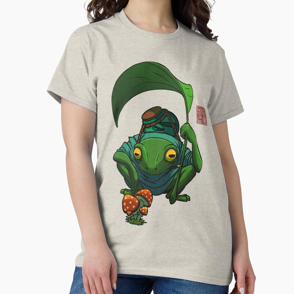 Frog His Son Inspecting Mushroom Drawing T-Shirts, Hoodie, Sweatshirt