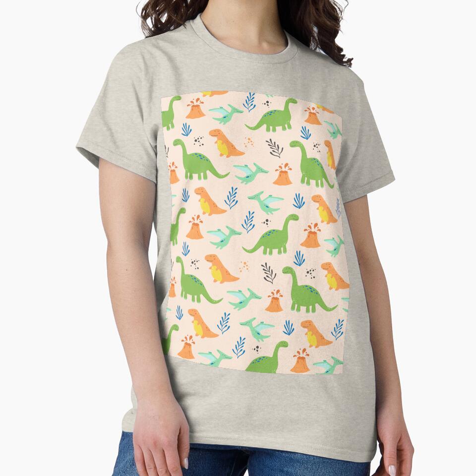 Cute Orange and Green Dinosaur Pattern by cgroenewald T-Shirts, Hoodie, Sweatshirt | BlankRebels.com (Image 2)