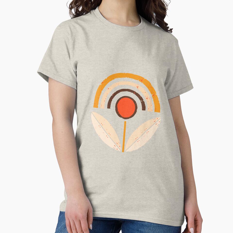 Orange Mod Sunflower- Mid Century Floral by susycosta T-Shirts, Hoodie, Sweatshirt | BlankRebels.com (Image 2)