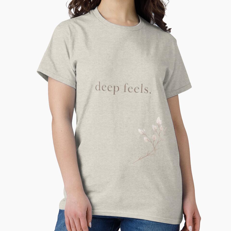 Deep Feels Minimal Aesthetic Typography Design by Sanika arts T-Shirts, Hoodie, Sweatshirt | BlankRebels.com (Image 2)