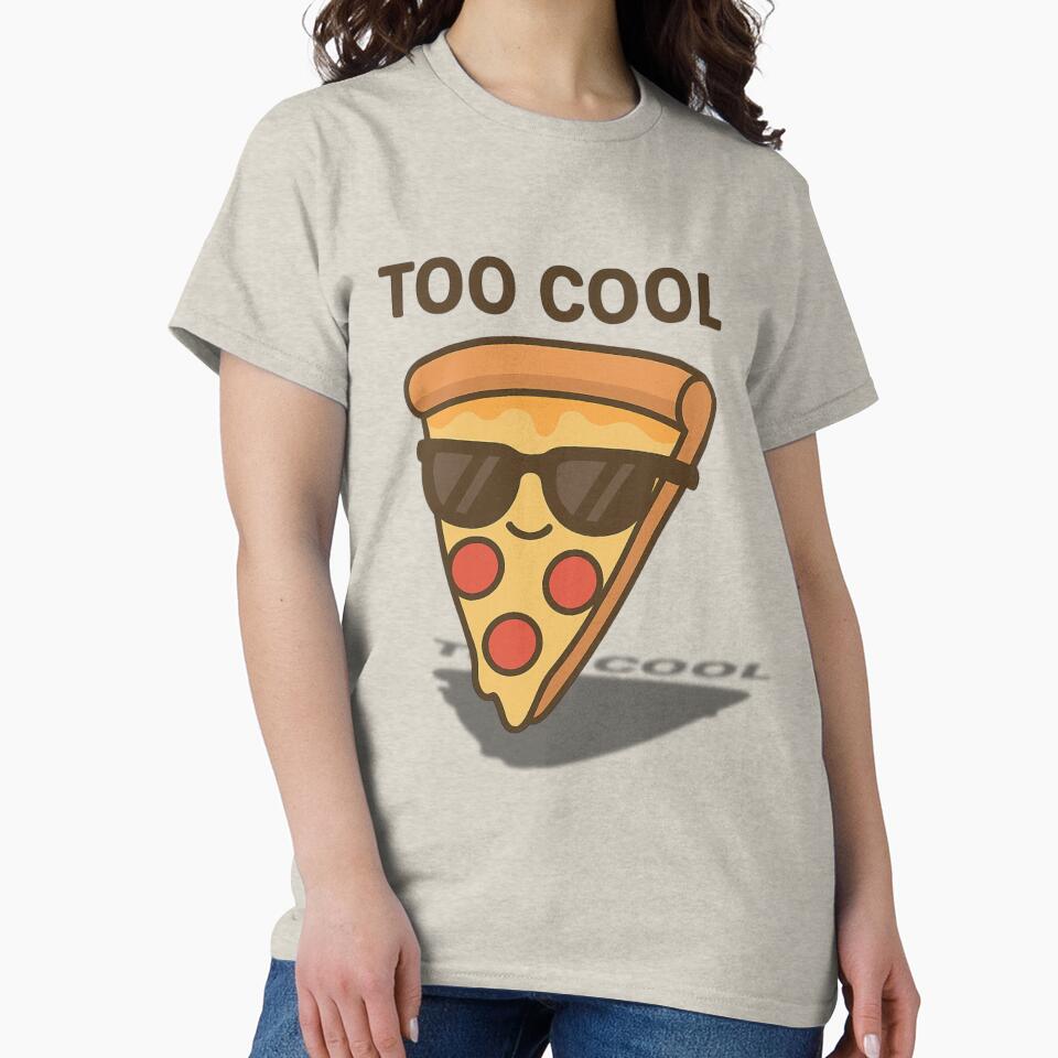 Too Cool – Funny Cool Pizza Slice Wearing Sunglasses Cartoon Illustration by konthai.familyart T-Shirts,... (Image 2)