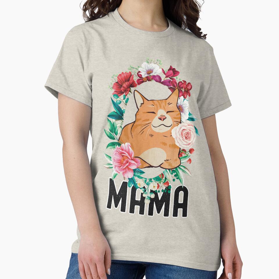 Mama! Floral Mom shirt, Cat mom shirt, Cat lover gift by Golden Turtle Studio Hoodie, Sweatshirt | BlankRebels.com (Image 2)