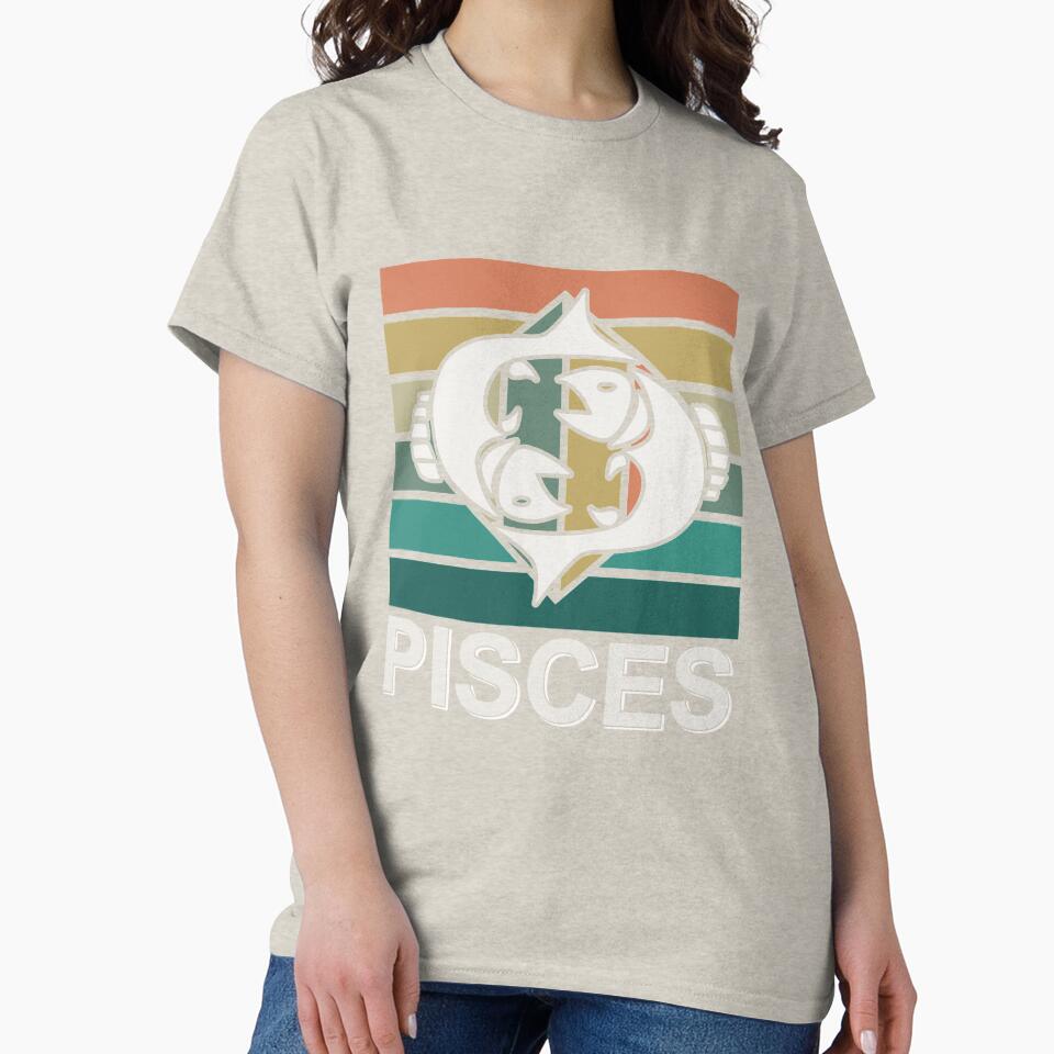 Pisces Zodiac Symbol Rainbow Retro Style by Trinket-Trickster T-Shirts, Hoodie, Sweatshirt | BlankRebels.com (Image 2)