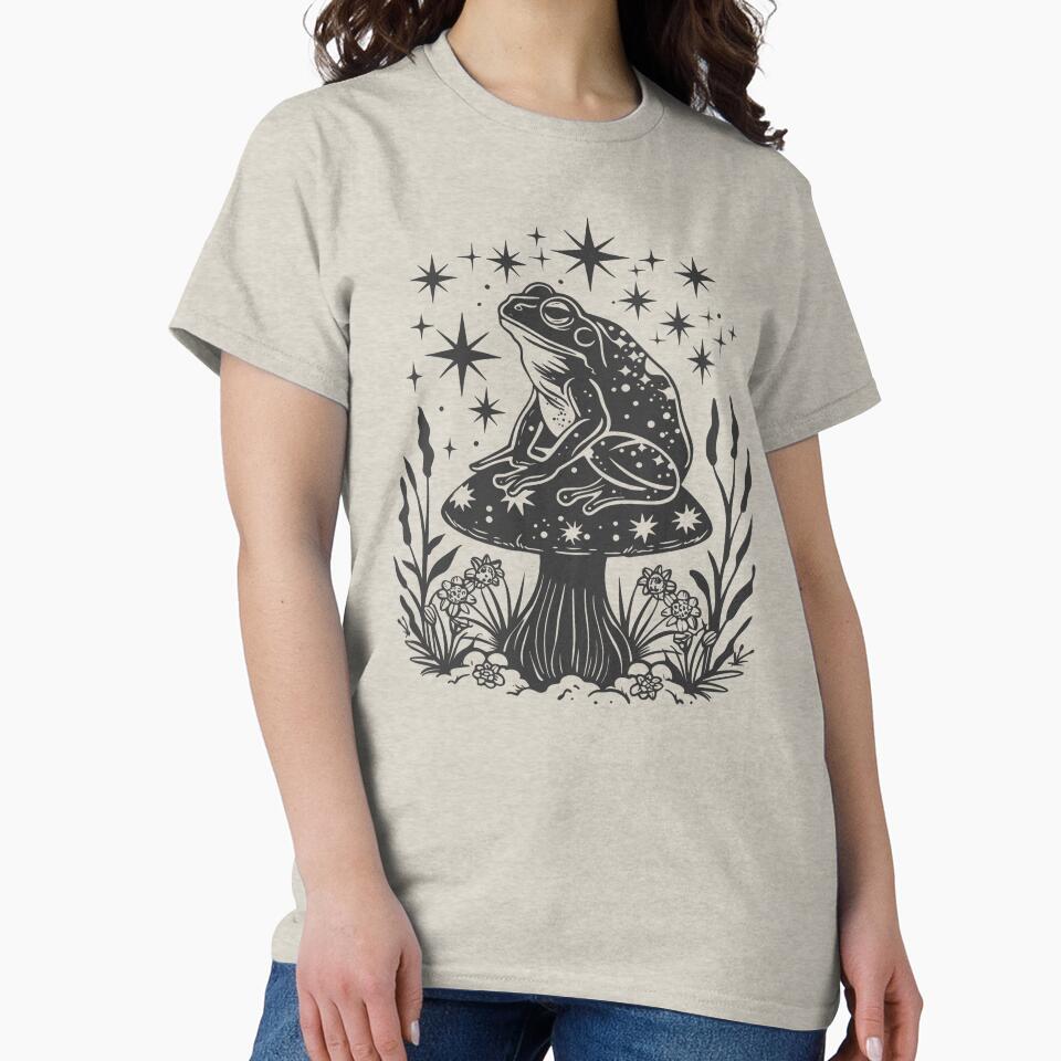 Cute Cottagecore Aesthetic Frog Mushroom Vintage Graphic by Dapper-Art T-Shirts, Hoodie, Sweatshirt (Image 2)