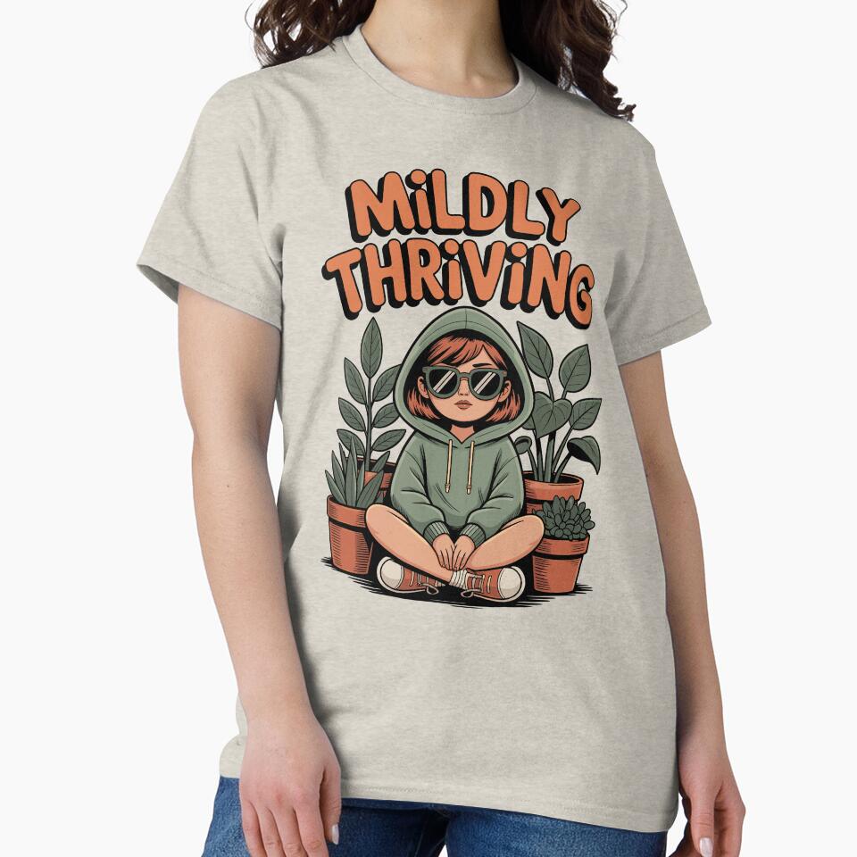 Mildly Thriving — Introvert in a House Plants Jungle by Skull in Wool T-Shirts, Hoodie, Sweatshirt (Image 2)