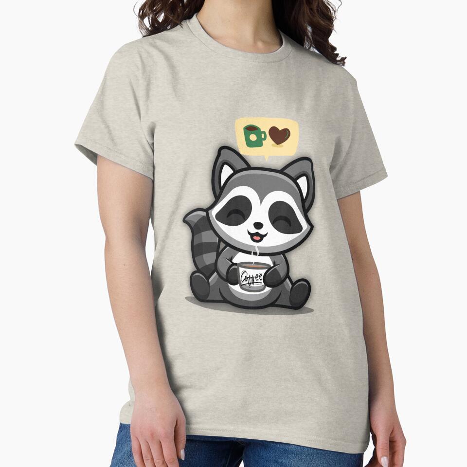 Raccoon drinking coffee by amaria56 T-Shirts, Hoodie, Sweatshirt | BlankRebels.com (Image 2)