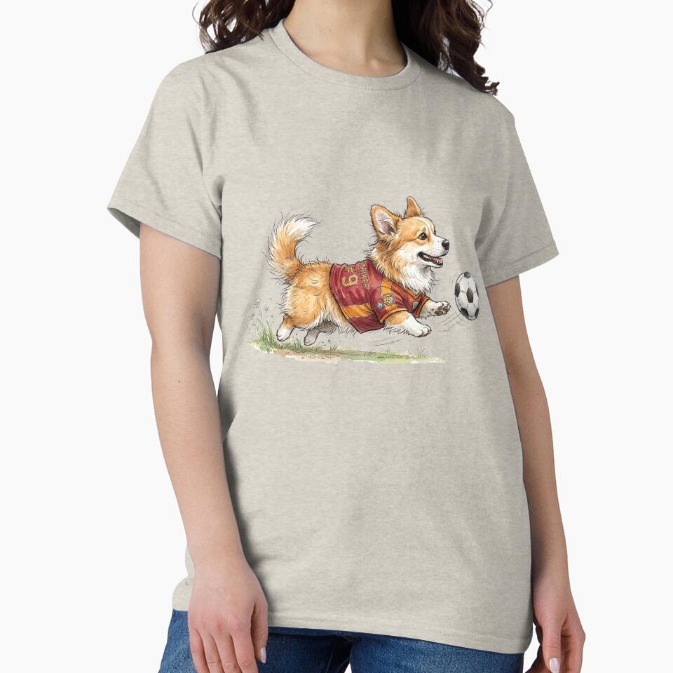 Cute Watercolor Corgi Puppy Soccer Player Number 9 Jersey by BreezifyDesignStudio