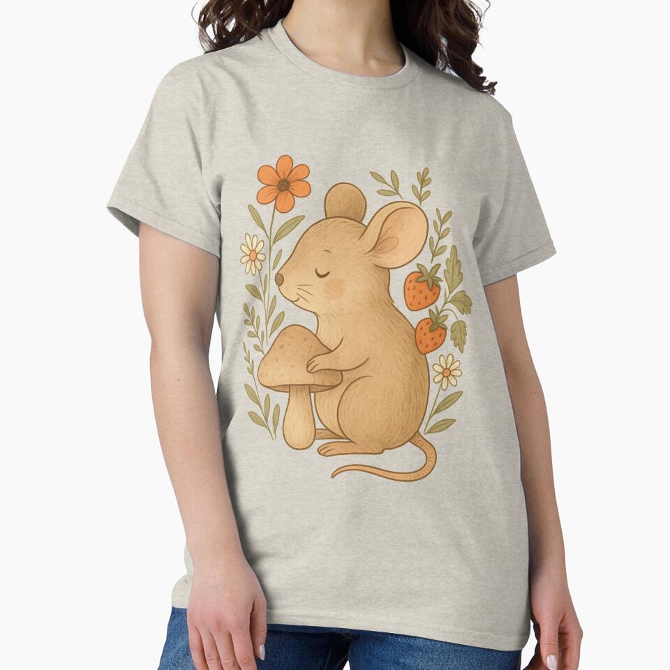 Cottagecore Mouse With Mushroom by johndesignwaves T-Shirts, Hoodie, Sweatshirt | BlankRebels.com (Image 2)