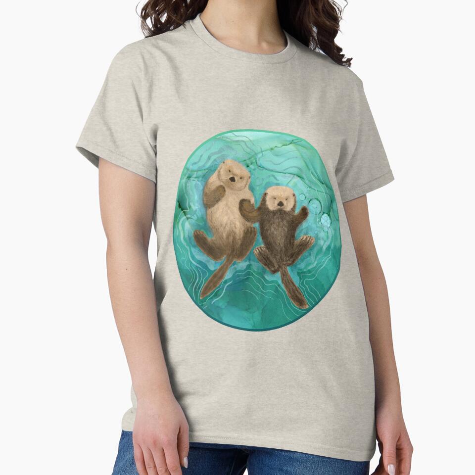 Otters holding hands - mommy and baby by Andreea Dumez T-Shirts, Hoodie, Sweatshirt | BlankRebels.com (Image 2)