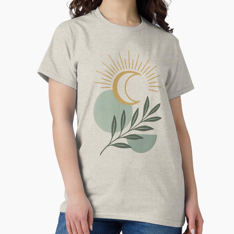 Celestial Botanical Minimalist Vintage Illustration by CreationbyNiki T-Shirts, Hoodie, Sweatshirt (Image 2)