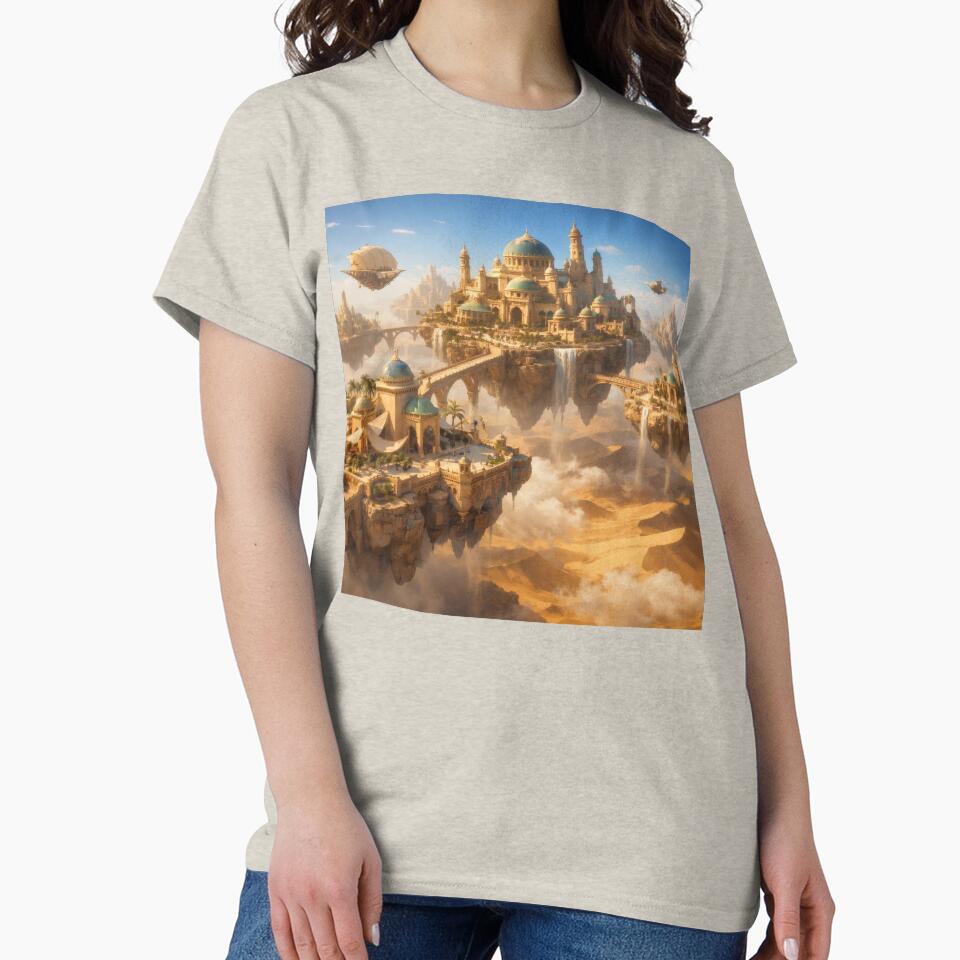 Floating Desert City – Magical Fantasy Cityscape Wall Art Above the Sands by Spiritveil