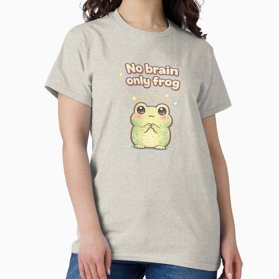 No Brain Only Frog – Silly Frog Meme Illustration by KyliesKanvas22 T-Shirts, Hoodie, Sweatshirt | BlankRebels.com (Image 2)