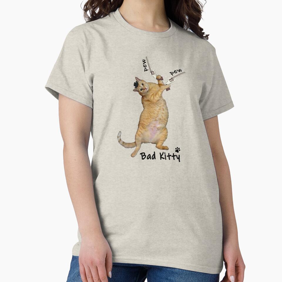 Bad Kitty! Pew Pew! (black text) by RawSunArt T-Shirts, Hoodie, Sweatshirt | BlankRebels.com (Image 2)