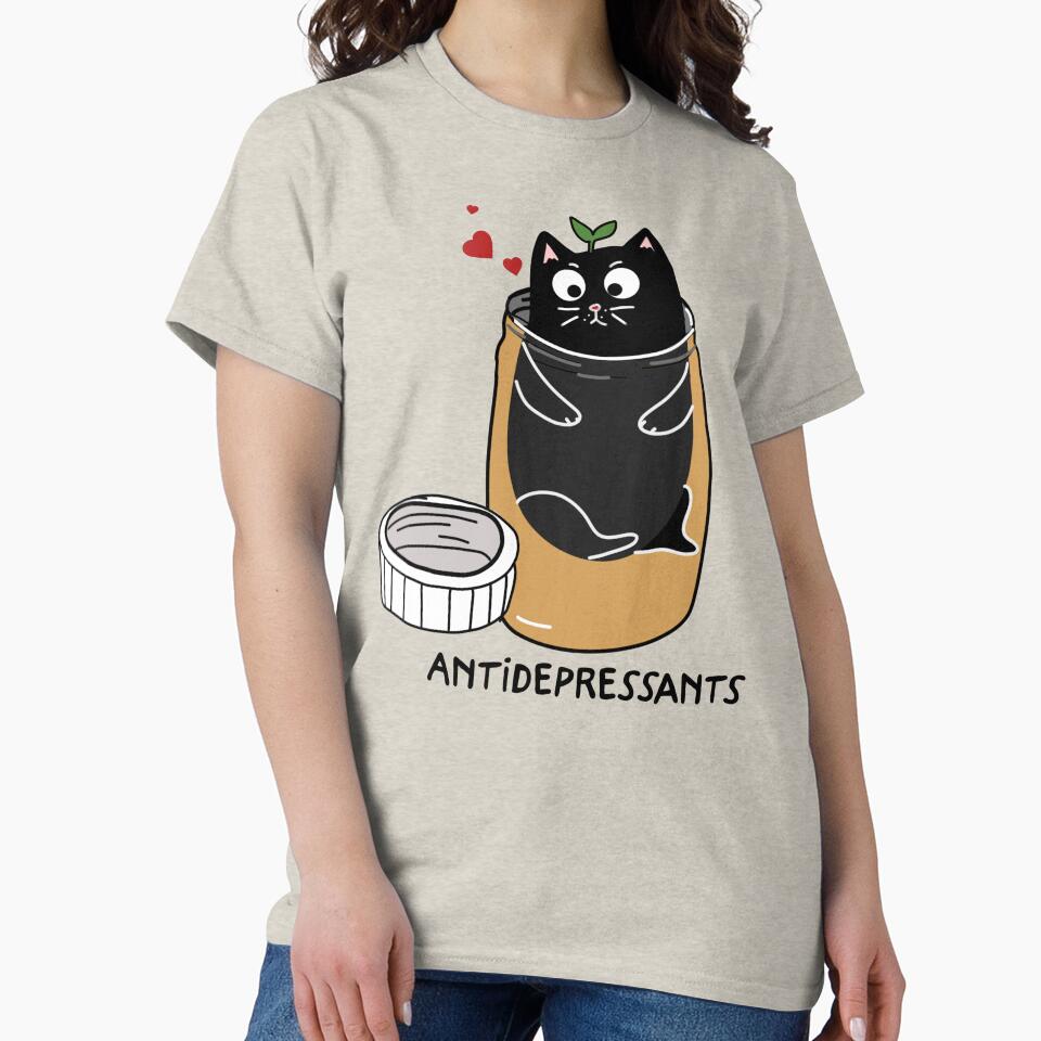 Funny black cat antidepressant by Acim0 T-Shirts, Hoodie, Sweatshirt | BlankRebels.com (Image 2)