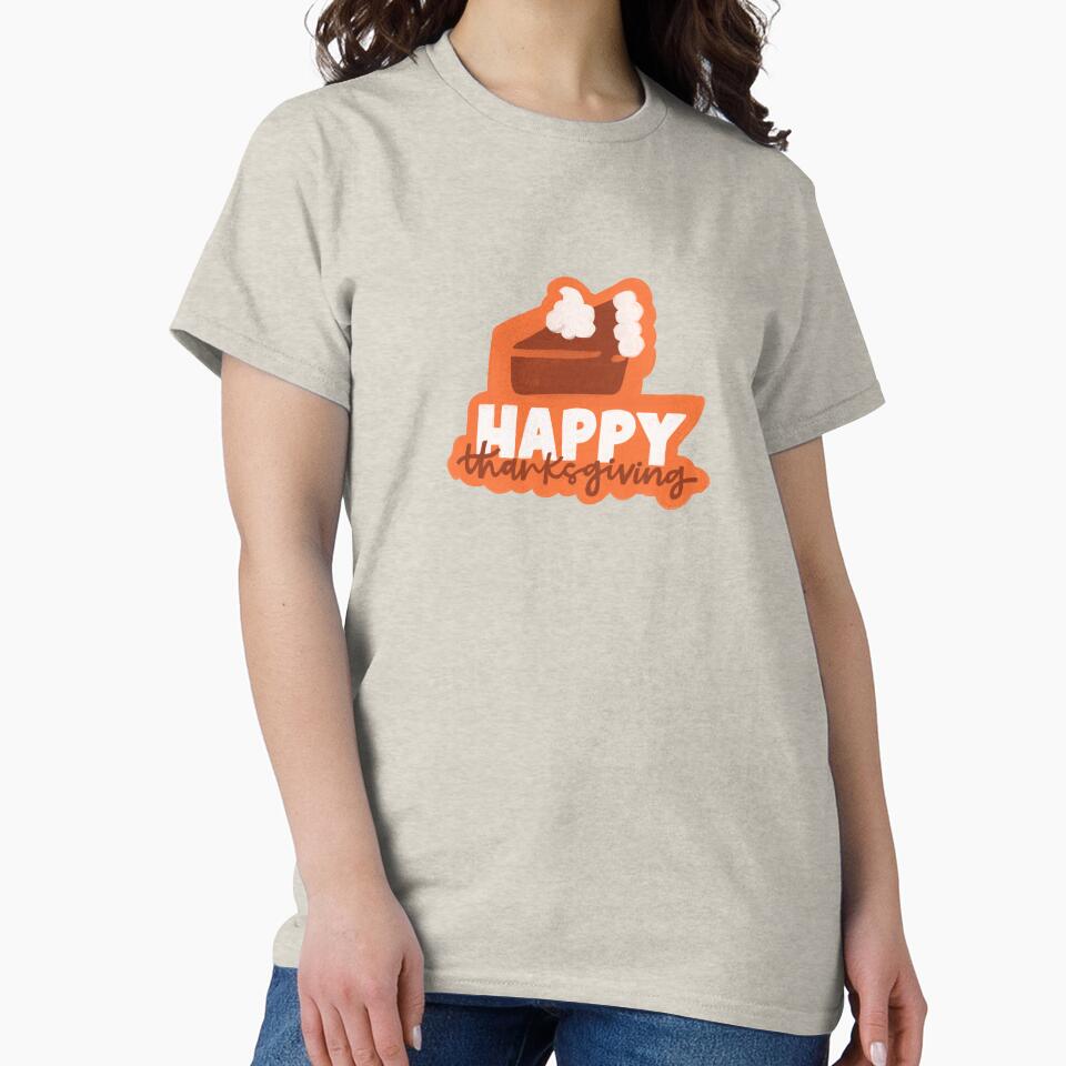 Happy Thanksgiving Pumpkin Pie Lettering Design by kellybeandoodles T-Shirts, Hoodie, Sweatshirt | BlankRebels.com (Image 2)