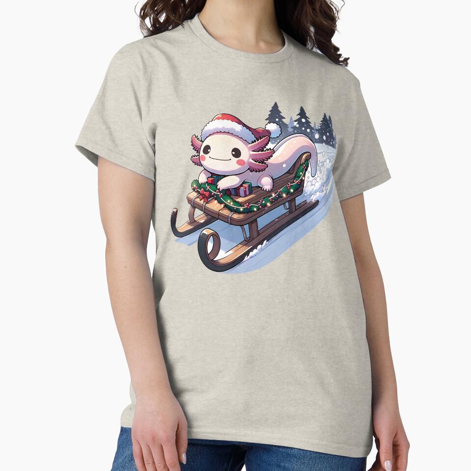 Axolotl Christmas Sleigh by Mekone T-Shirts, Hoodie, Sweatshirt | BlankRebels.com (Image 2)