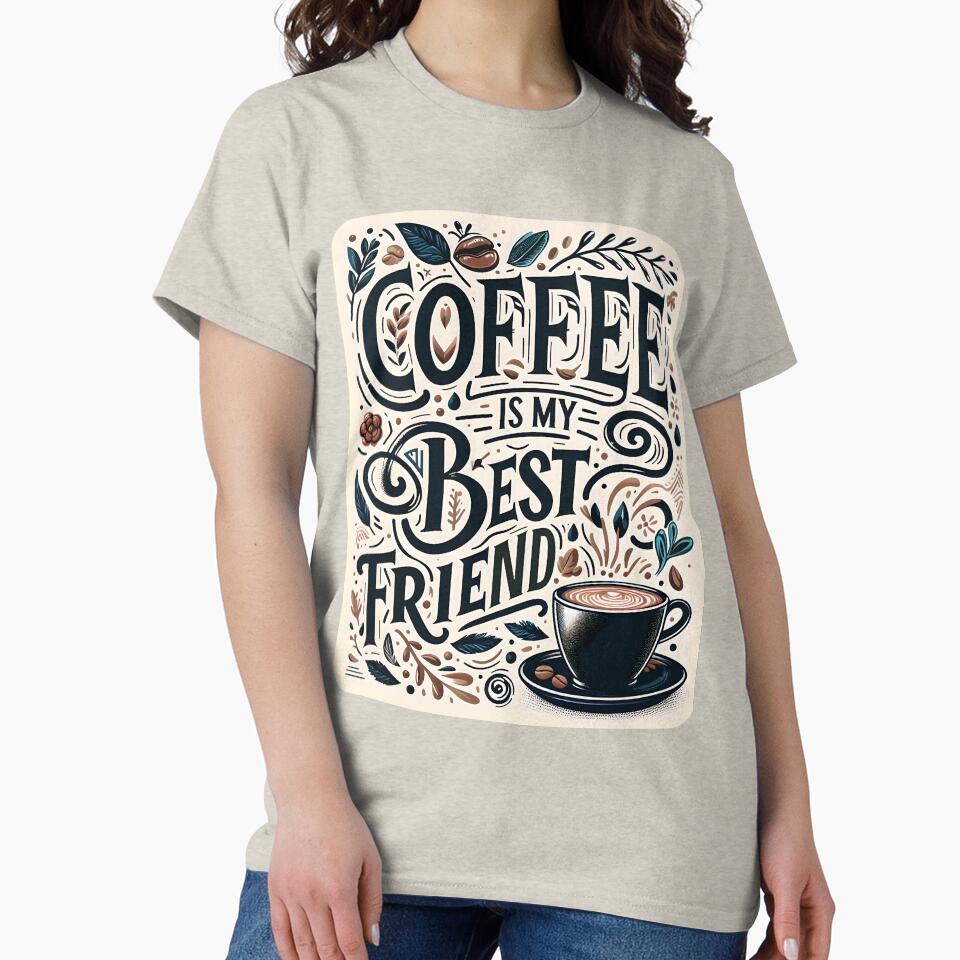 Coffee is my best friend, typography by maxmaj T-Shirts, Hoodie, Sweatshirt | BlankRebels.com (Image 2)