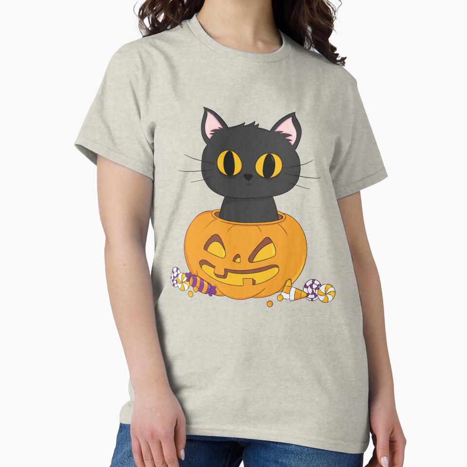 Halloween Cute Black Kitty In Pumpkin by ZodesignArt T-Shirts, Hoodie, Sweatshirt | BlankRebels.com (Image 2)