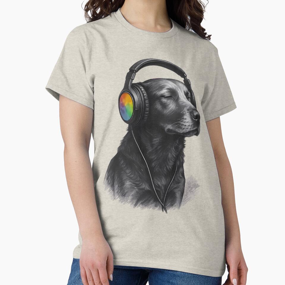 Black Dog Rainbow Headphones Music Lover Gift by DrawDrip T-Shirts, Hoodie, Sweatshirt | BlankRebels.com (Image 2)