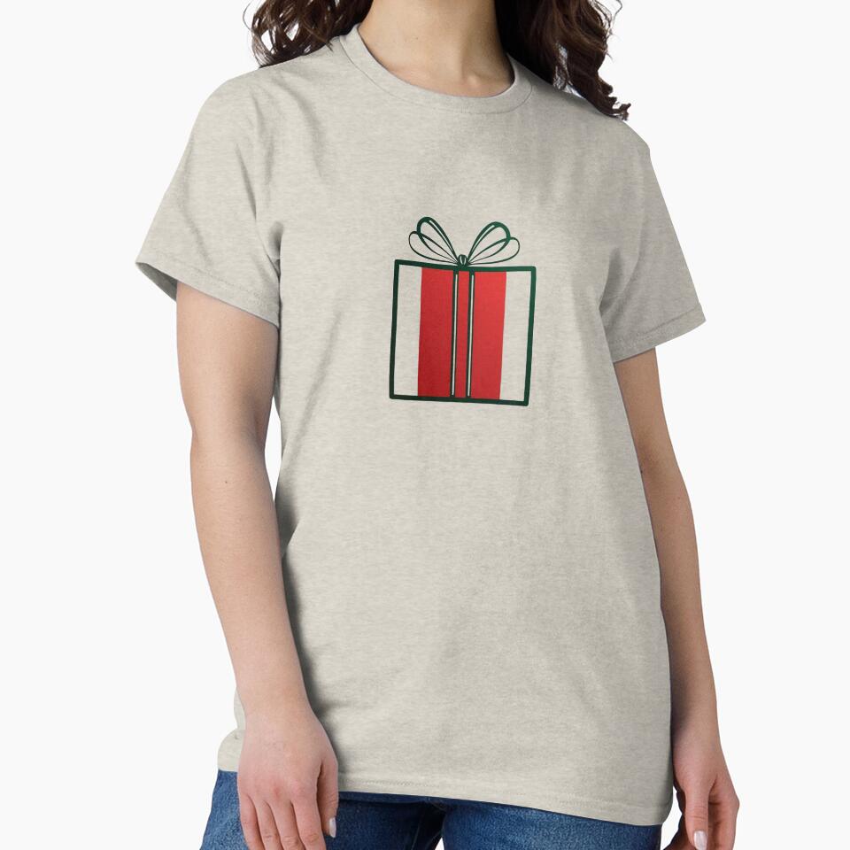 Minimalist Red and Green Gift Box Outline with Ribbon Holiday Design by gk-creations