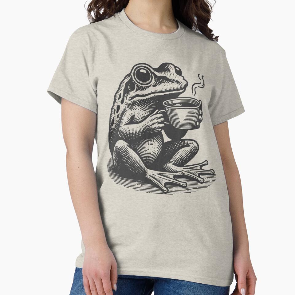 Cute Cottagecore Aesthetic Frog Drink Coffee Vintage Graphic by Dapper-Art T-Shirts, Hoodie, Sweatshirt (Image 2)