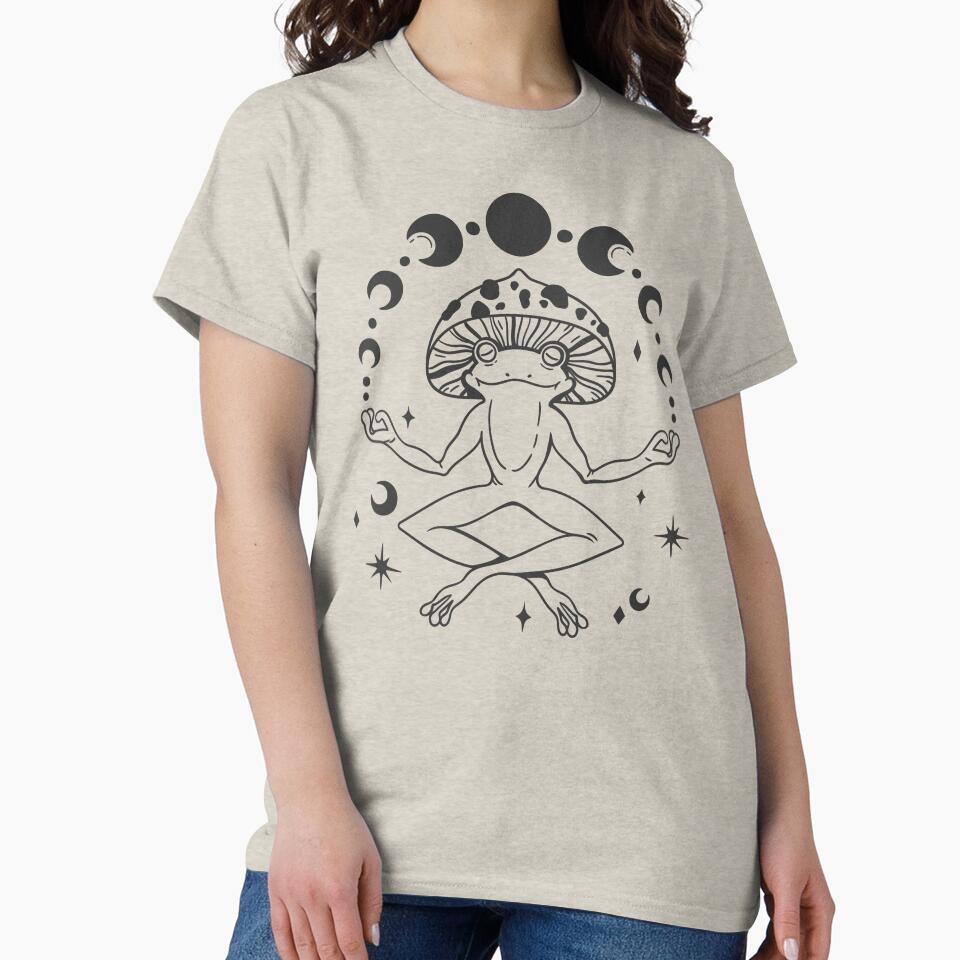 Cute Cottagecore Aesthetic Frog Yoga Moon Vintage Graphic by Dapper-Art T-Shirts, Hoodie, Sweatshirt (Image 2)