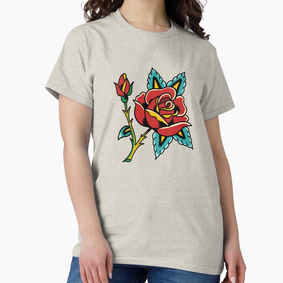 Traditional Rose Tattoo Flash by ScotiaInk T-Shirts, Hoodie, Sweatshirt | BlankRebels.com (Image 2)