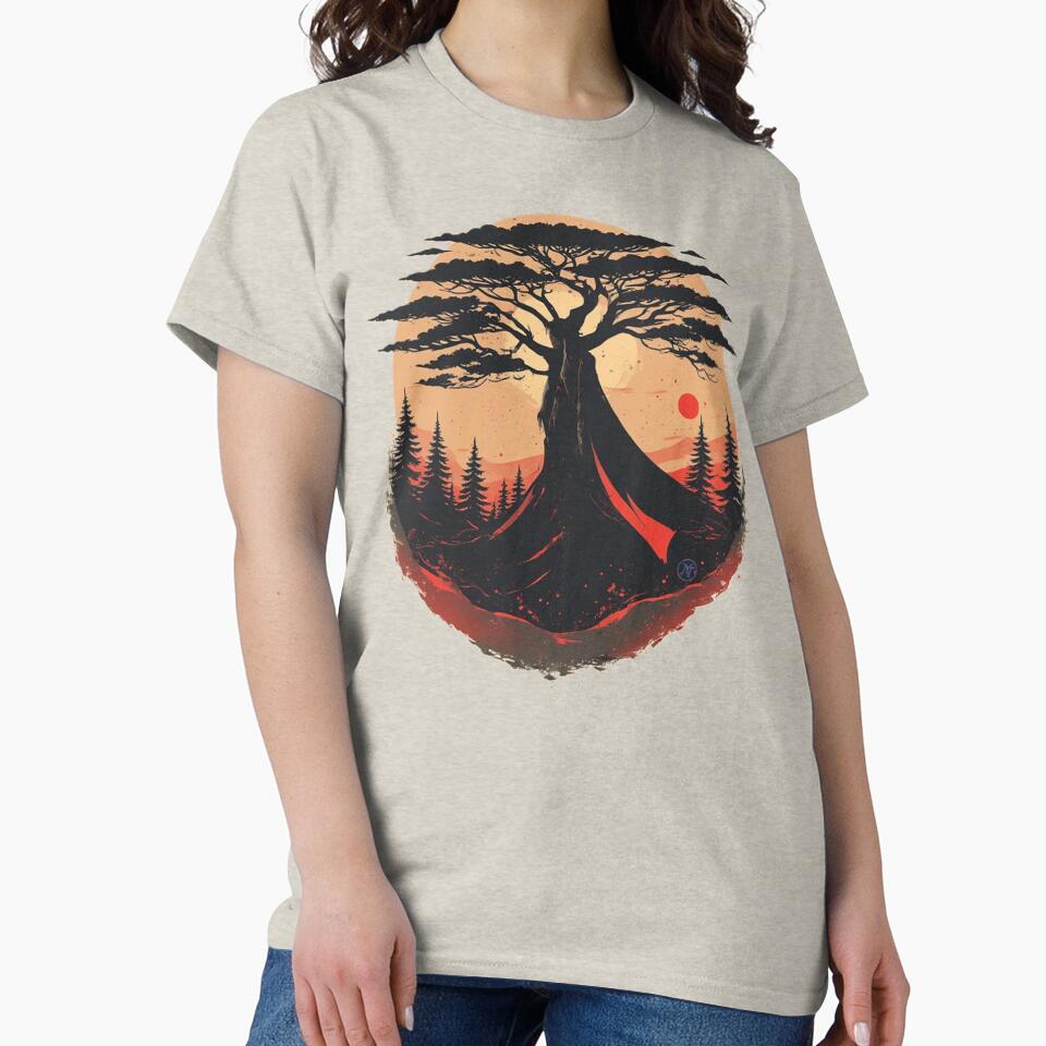 Ancient Tree of Life – Minimal Sunset Nature Art by NegarTv Designs by NegarTv Designs T-Shirts, Hoodie, Sweatshirt (Image 2)