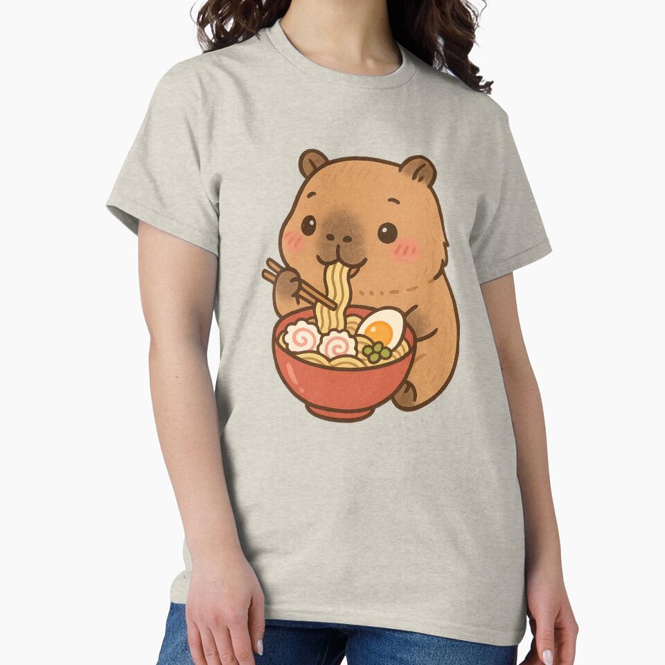 Kawaii Capybara Eating Ramen – Adorable Noodle Lover T-Shirts, Hoodie, Sweatshirt