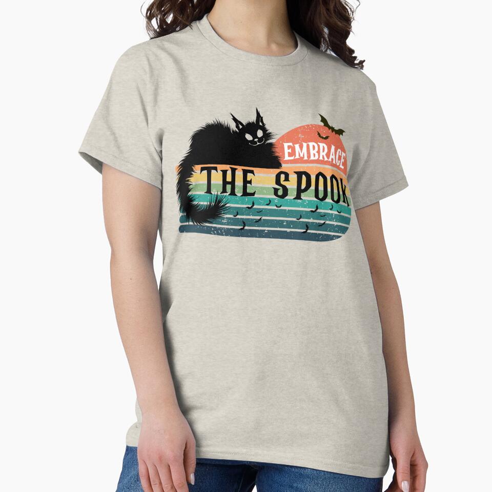 Vintage Sunset Halloween Black Cat by PRINYOS T-Shirts, Hoodie, Sweatshirt | BlankRebels.com (Image 2)