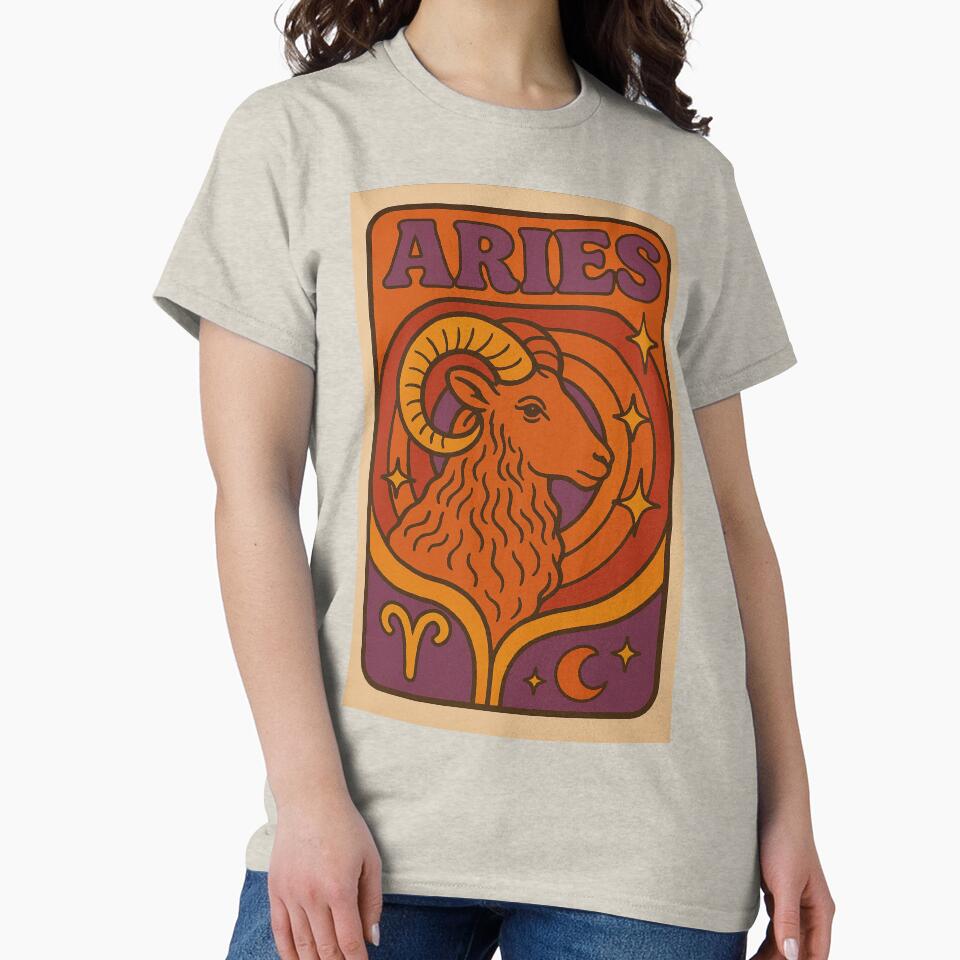 Aries Zodiac Sign Retro Astrology Art by freackly T-Shirts, Hoodie, Sweatshirt | BlankRebels.com (Image 2)