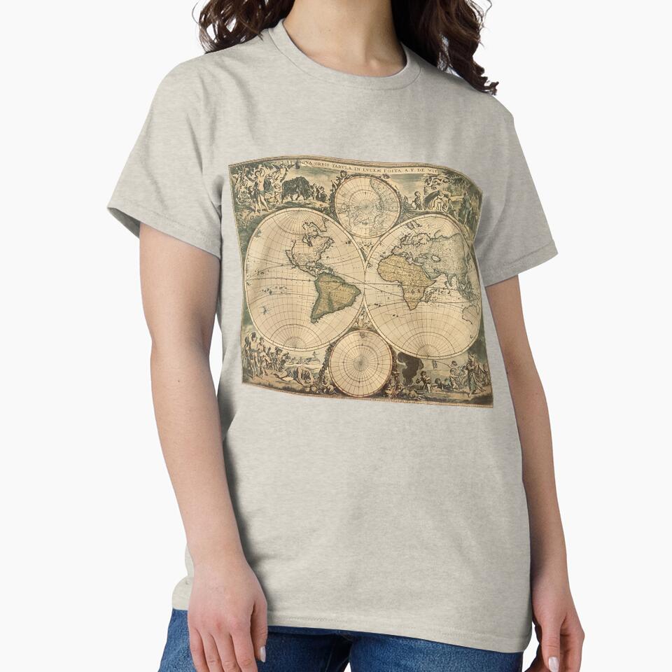 An Old Map of the World // 1670 Edition No.2 by Gothicrelics T-Shirts, Hoodie, Sweatshirt | BlankRebels.com (Image 2)