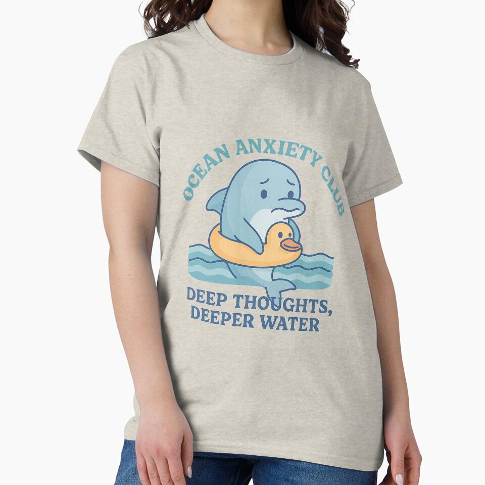 Ocean Anxiety Club – Nervous Dolphin in a Floatie by Blouzie T-Shirts, Hoodie, Sweatshirt | BlankRebels.com (Image 2)