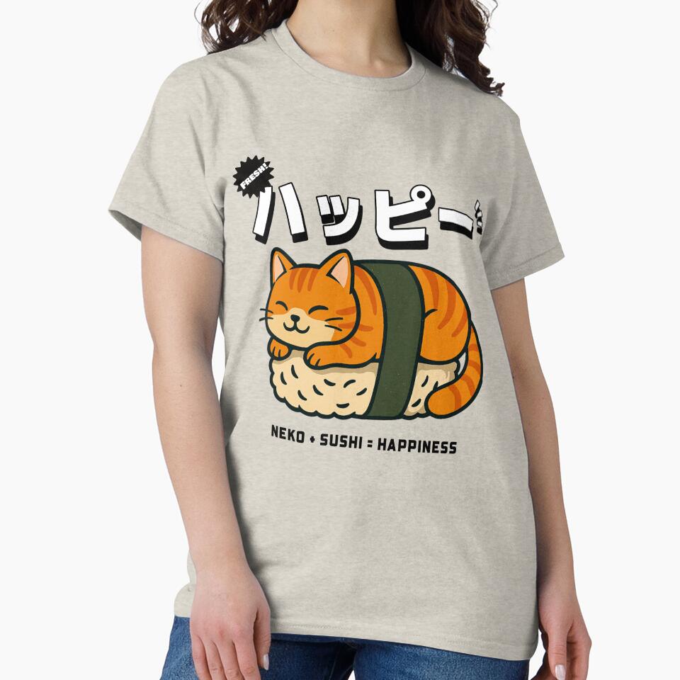 Neko + Sushi = Happiness by Honominu T-Shirts, Hoodie, Sweatshirt | BlankRebels.com (Image 2)