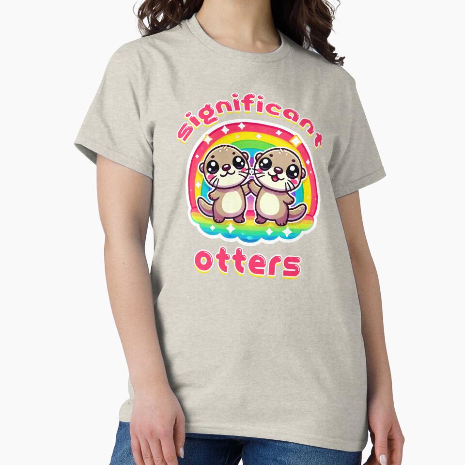 Kawaii Otter Holding Hands Significant Otters by DeesDeesigns T-Shirts, Hoodie, Sweatshirt | BlankRebels.com (Image 2)