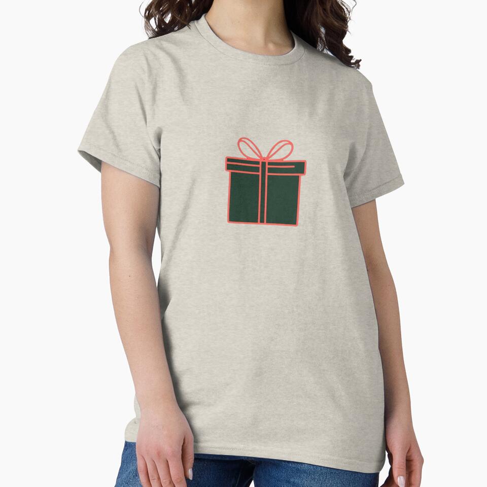 Minimalist Green Gift Box Outline with Ribbon Holiday Design by gk-creations