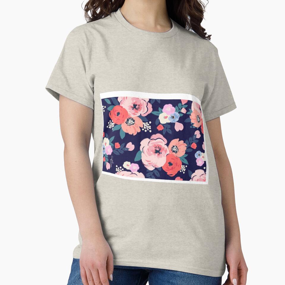 Navy Pastel Roses| Perfect Gift by lucidama T-Shirts, Hoodie, Sweatshirt | BlankRebels.com (Image 2)