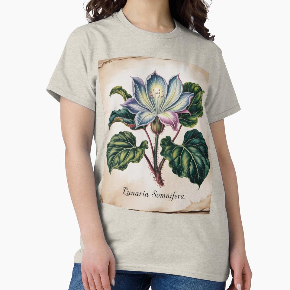 Title: Moonpetal Botanical Illustration - Dark Academia Herbology by Cophros T-Shirts, Hoodie, Sweatshirt (Image 2)