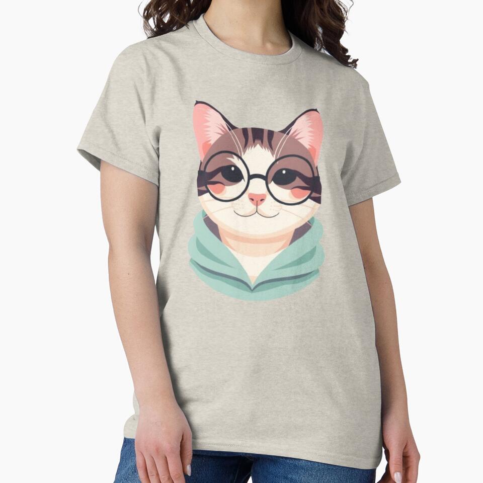 Cute Aesthetic Cat With Glasses by Saurabh86 T-Shirts, Hoodie, Sweatshirt | BlankRebels.com (Image 2)