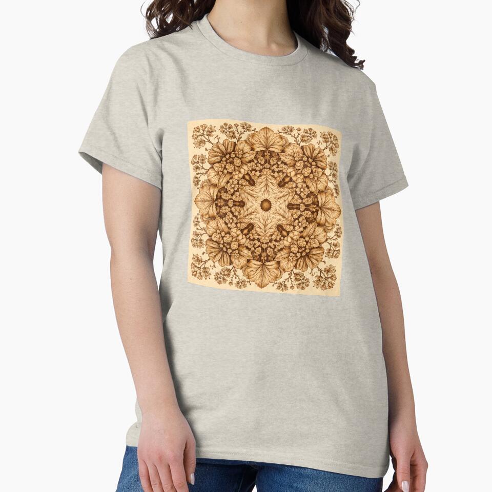 Alchemilla mollis – Botanical Geometry Mandala (Sepia Edition) by Colorshow-relax T-Shirts, Hoodie, Sweatshirt (Image 2)